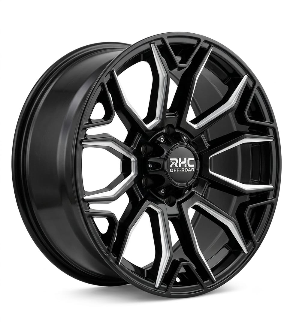 MAG 17" 6X114 9J et20 gloss black with machined face for Navara fitment