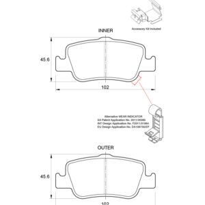 BRAKE PAD SAFELINE TOYOTA AURIS 1.4/1.6 RE