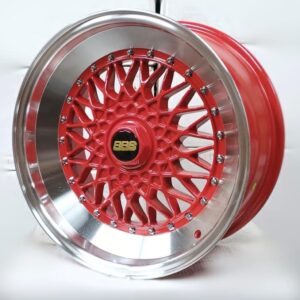 17" BBS RS RED WITH POLISHED LIP 4X100/114 ET20 CB73.1