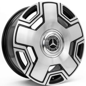 MAG 17" 5X112 7.5J et35 cb 66.1 gloss black with machined face and lip