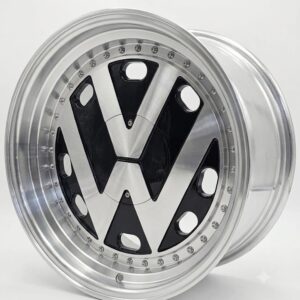 17" Vw panikis 4X100/5X100 8J et20 front and rear gloss black with machined face and lip sold as a set of 4