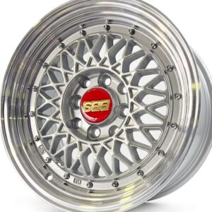 14" bbs rs 4X100/114 6.5J et20 hyper silver with machined lip and chrome rivets