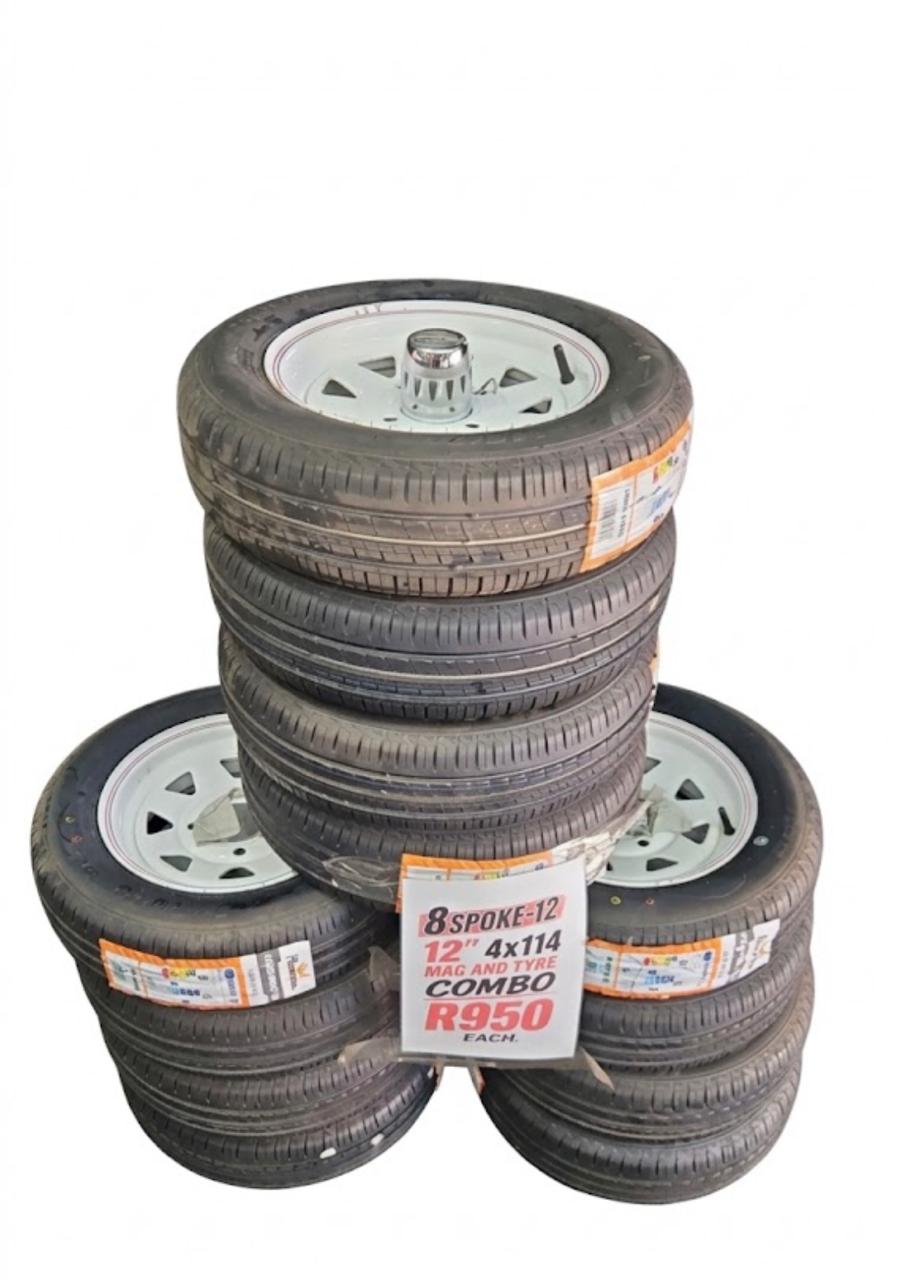 8 SPOKE-12" 4X114 MAG & TYRE COMBO
